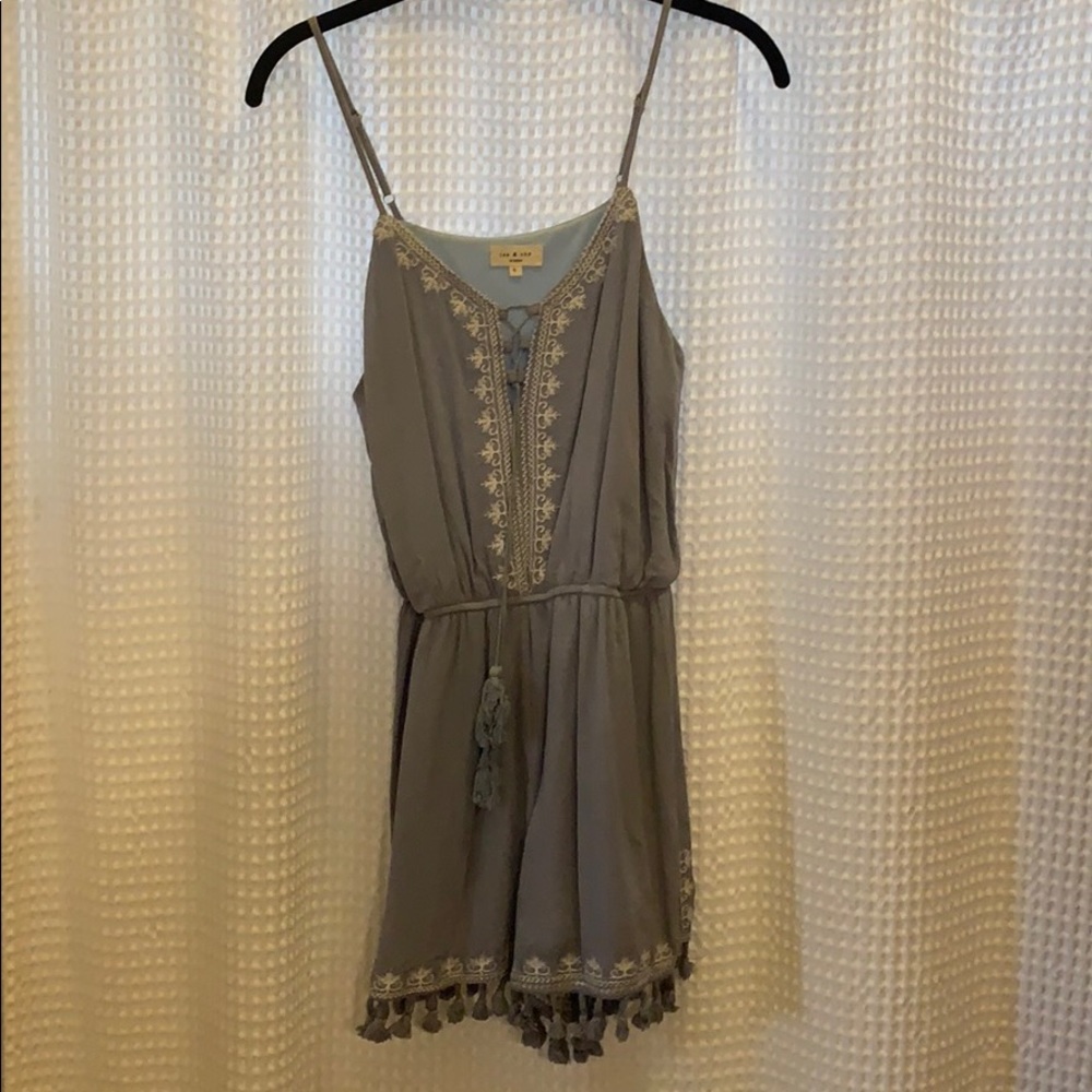 trendy blue tassel romper